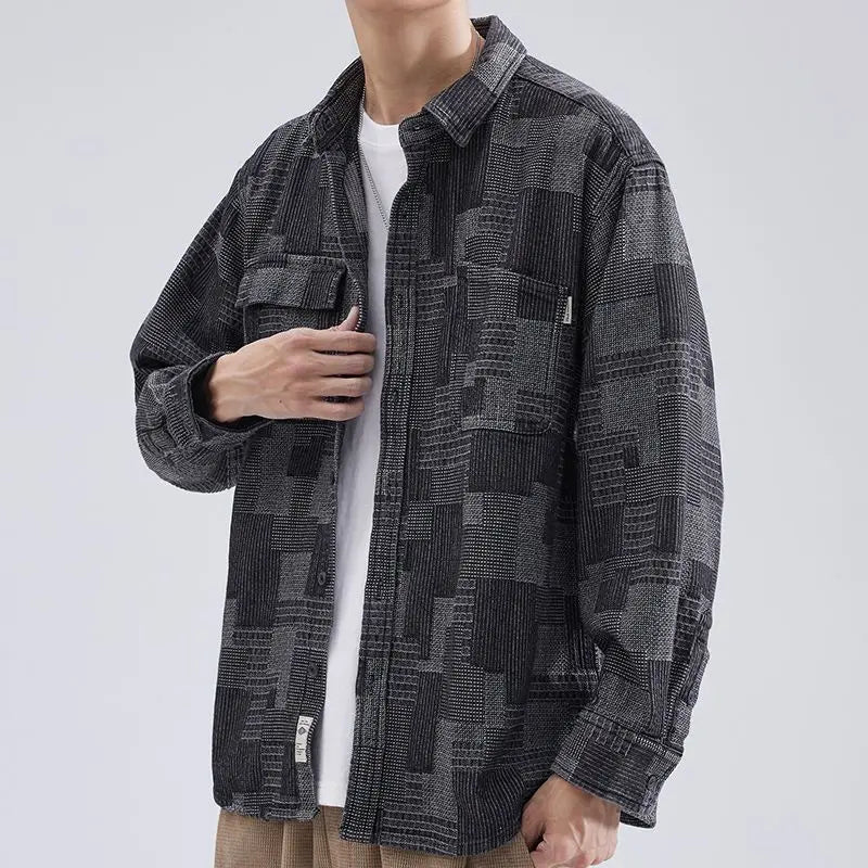 Heren Overshirt Casual Abstract Patroon Katoen 2