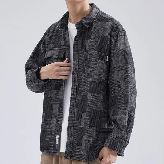 Heren Overshirt Casual Abstract Patroon Katoen 2