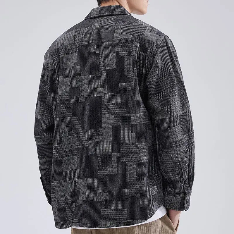 Heren Overshirt Casual Abstract Patroon Katoen 3