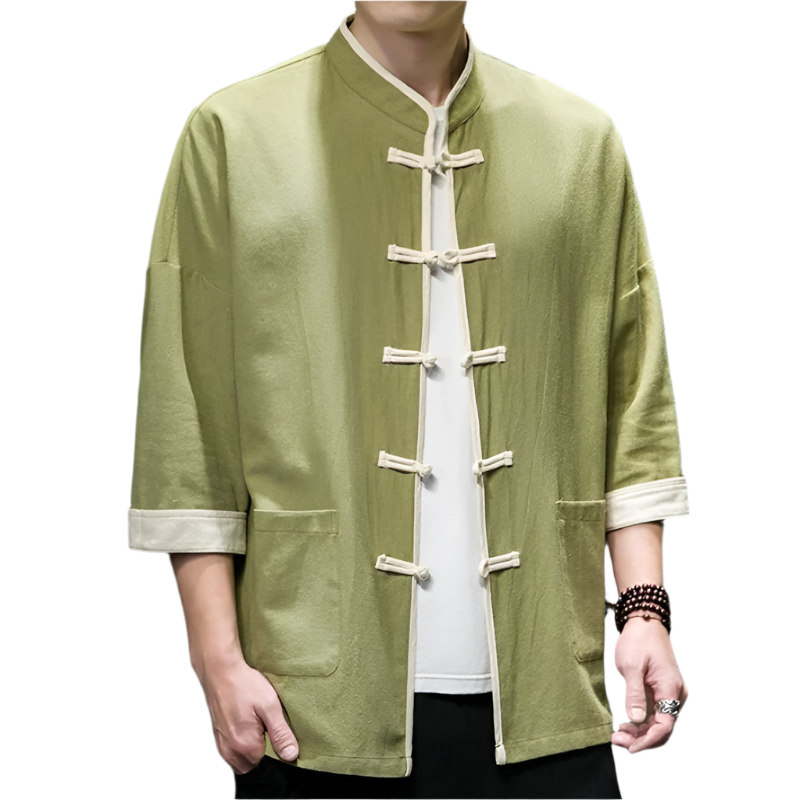 Heren Overshirt Japanse Stijl Katoen en Linnen 0