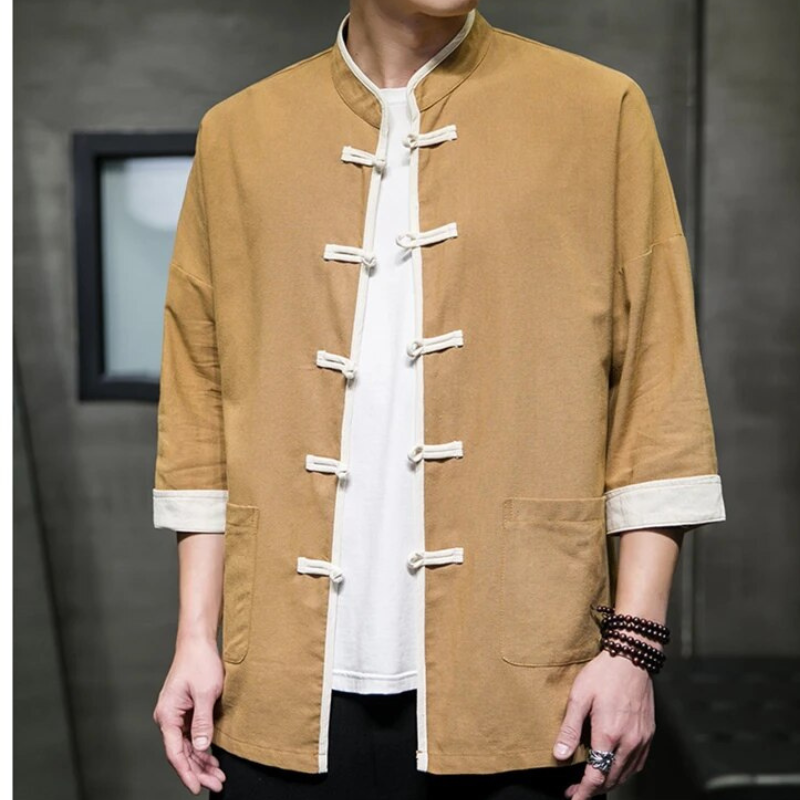Heren Overshirt Japanse Stijl Katoen en Linnen 2