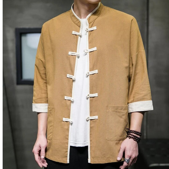 Heren Overshirt Japanse Stijl Katoen en Linnen 2