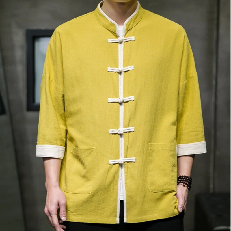 Heren Overshirt Japanse Stijl Katoen en Linnen 4
