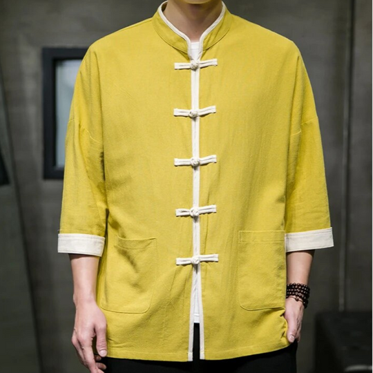 Heren Overshirt Japanse Stijl Katoen en Linnen 4