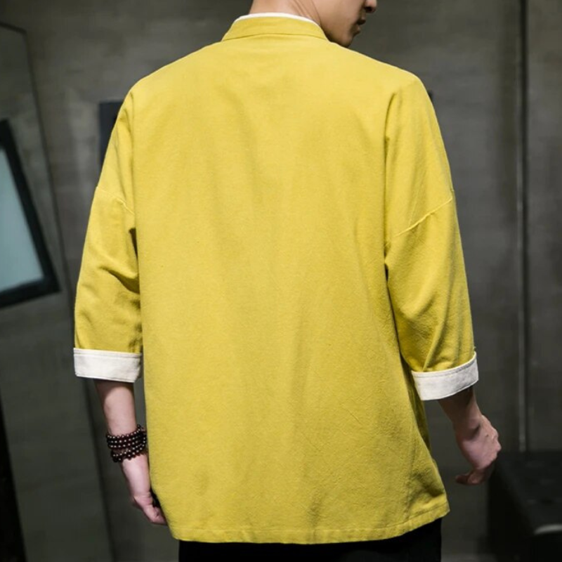 Heren Overshirt Japanse Stijl Katoen en Linnen 5