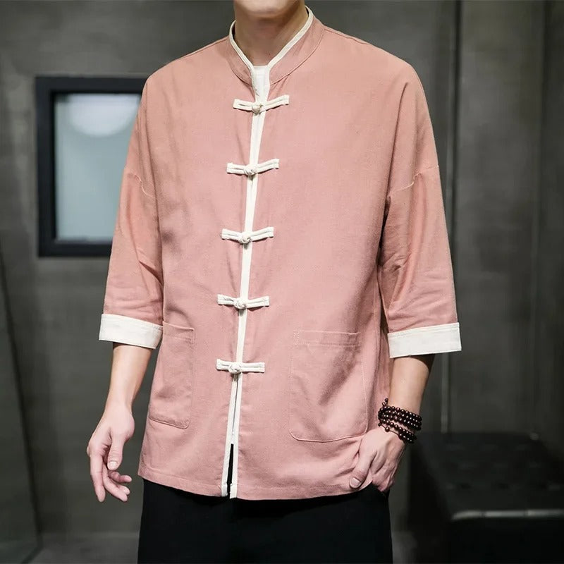 Heren Overshirt Japanse Stijl Katoen en Linnen 6