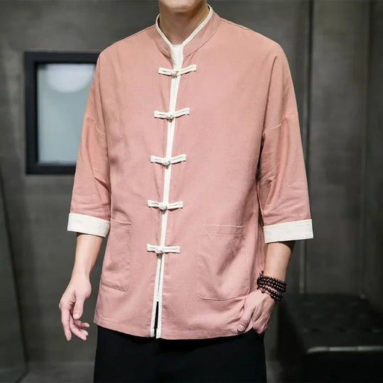 Heren Overshirt Japanse Stijl Katoen en Linnen 6
