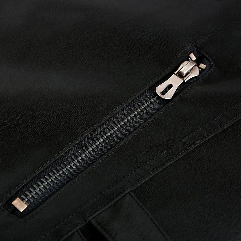 Heren PU Leren Jas met Rode Accenten 5