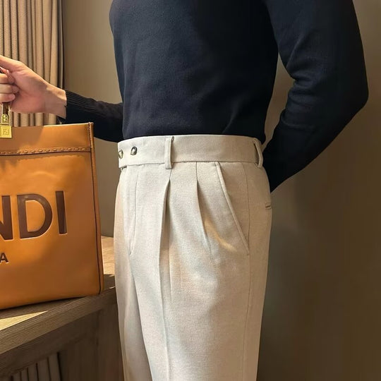 Heren Pantalon Gepaste Pasvorm Wolmix Hoge Taille 3