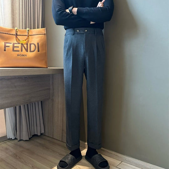 Heren Pantalon Gepaste Pasvorm Wolmix Hoge Taille 5