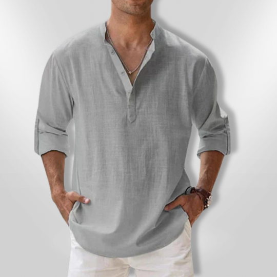 Heren Polo Lin Col Tunisien Casual Ademend Poloshirt 7