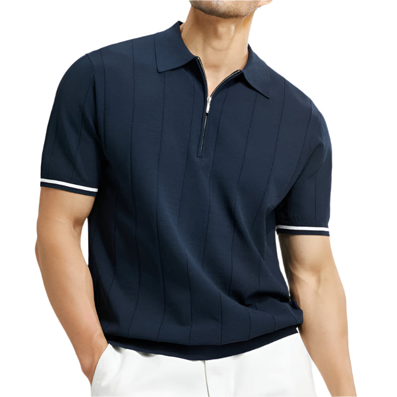 Heren Polo Shirt Katoen Met Kwart Rits 0