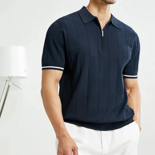 Heren Polo Shirt Katoen Met Kwart Rits 1