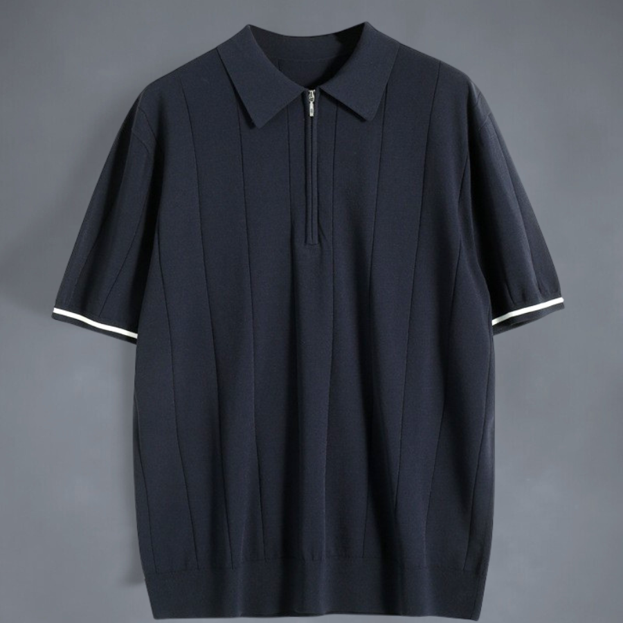 Heren Polo Shirt Katoen Met Kwart Rits 2