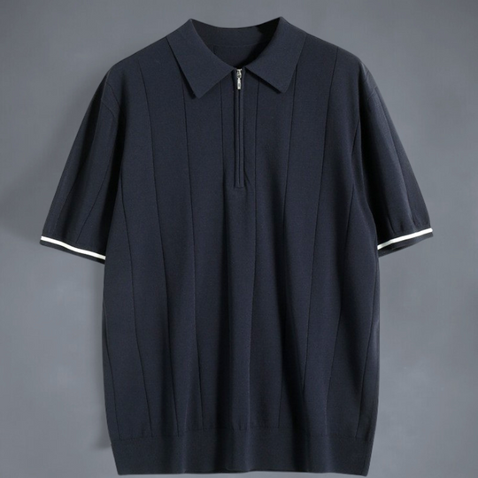 Heren Polo Shirt Katoen Met Kwart Rits 2