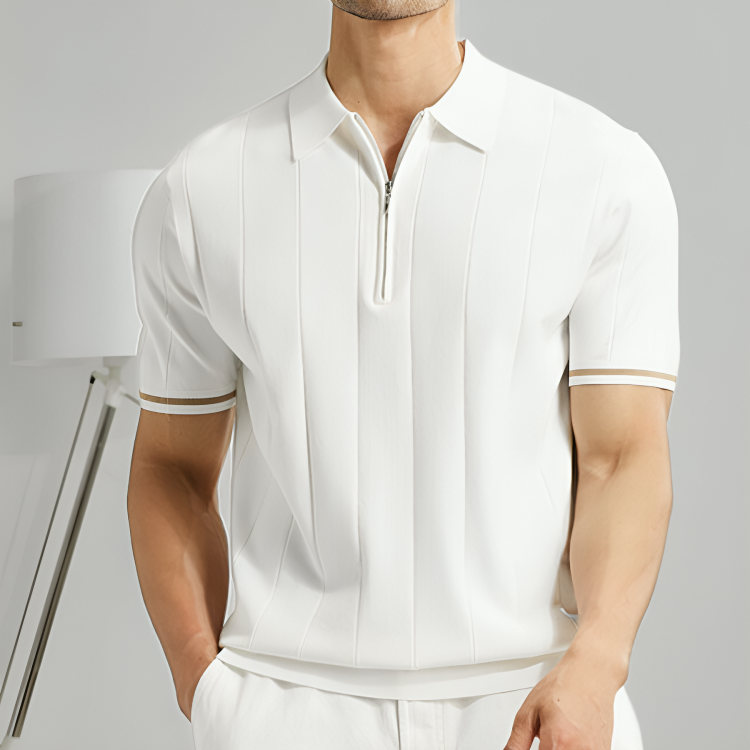 Heren Polo Shirt Katoen Met Kwart Rits 3