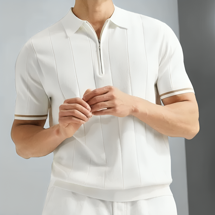 Heren Polo Shirt Katoen Met Kwart Rits 4