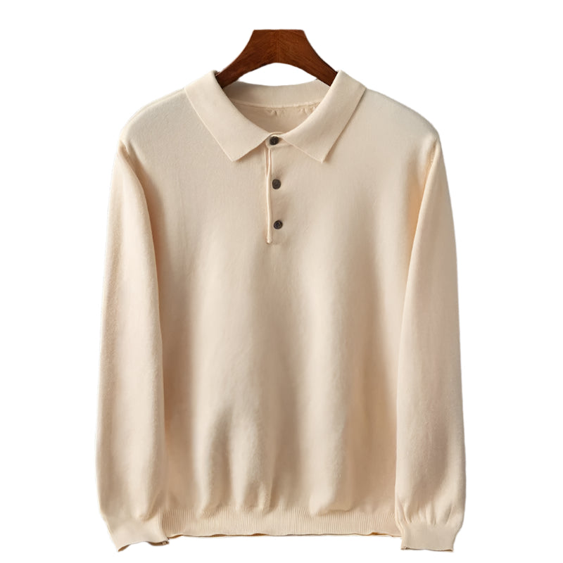 Heren Polo Shirt Lange Mouw Rambouillet Wol Casual Fashion 0