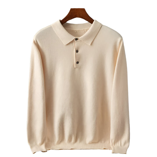 Heren Polo Shirt Lange Mouw Rambouillet Wol Casual Fashion 0