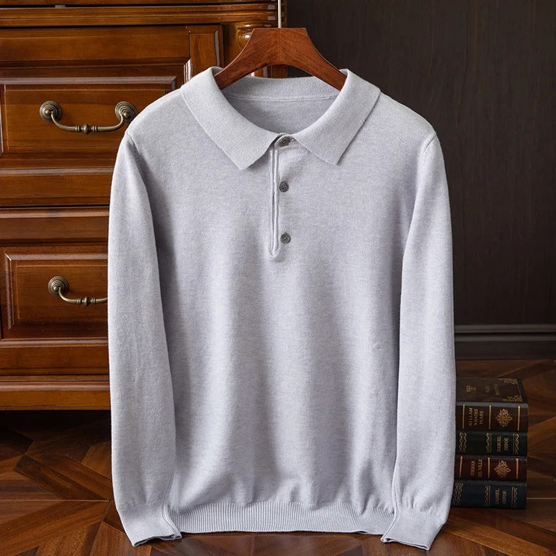 Heren Polo Shirt Lange Mouw Rambouillet Wol Casual Fashion 2