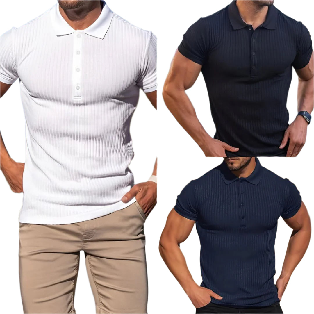 Heren Polo Shirt Ribbelstructuur Chiffon 0