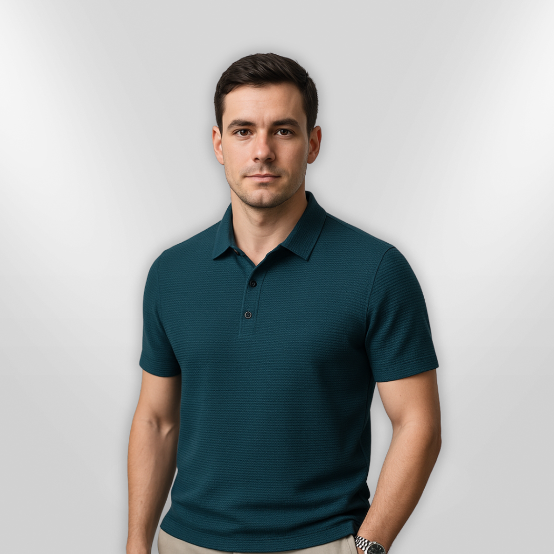Heren Polo Structuur Ademend Modern Poloshirt 1
