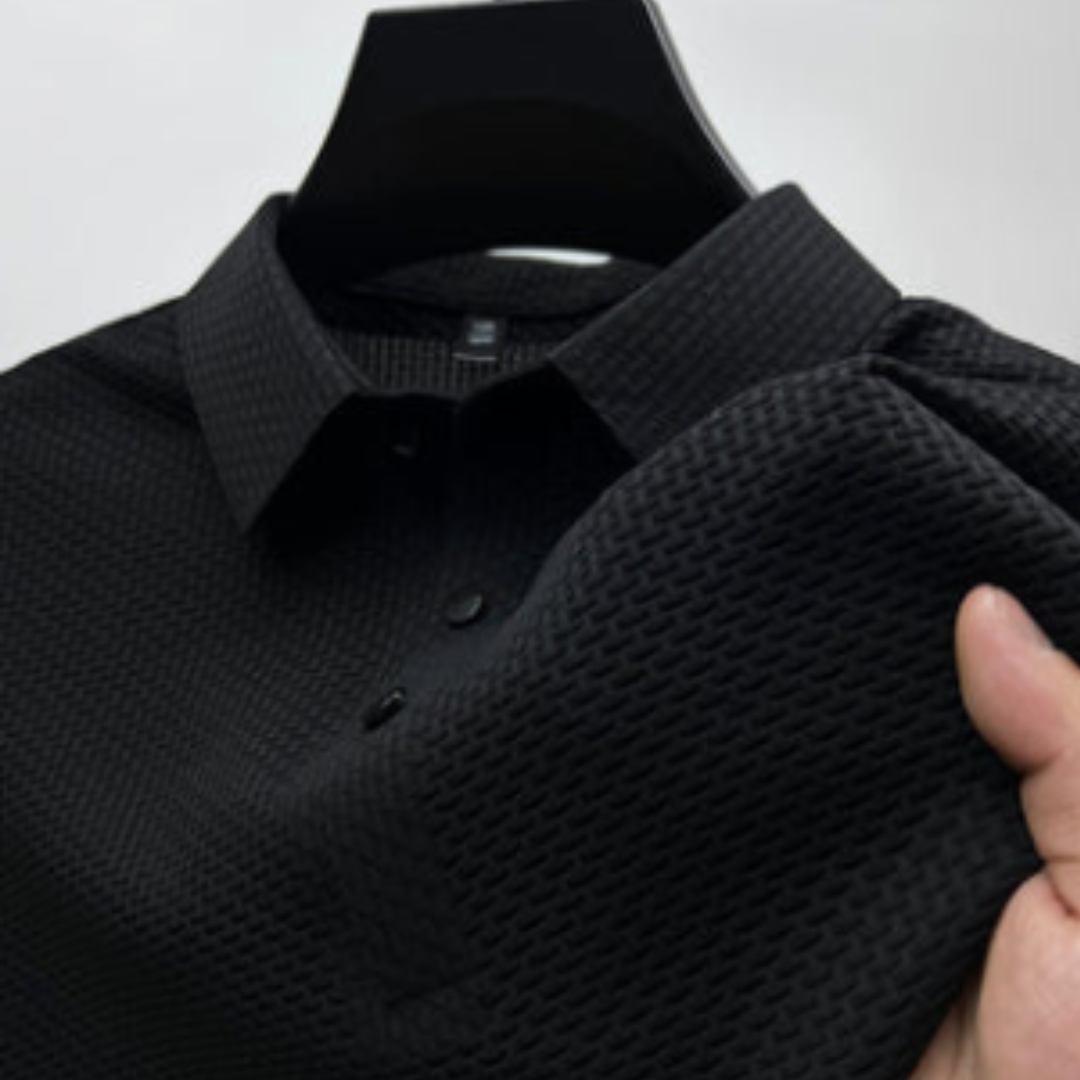 Heren Polo Structuur Ademend Modern Poloshirt 4