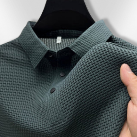 Heren Polo Structuur Ademend Modern Poloshirt 5
