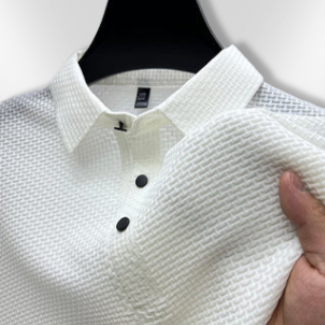 Heren Polo Structuur Ademend Modern Poloshirt 6