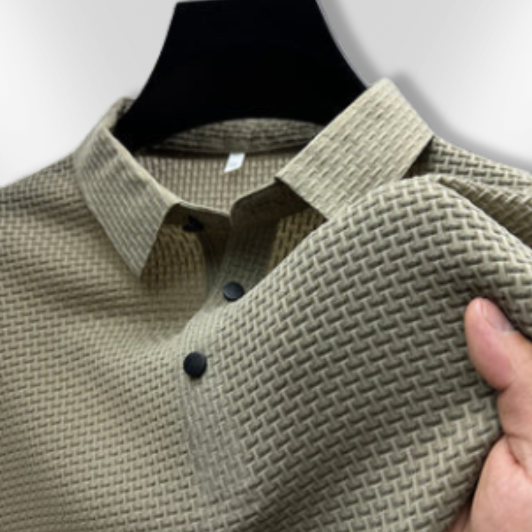 Heren Polo Structuur Ademend Modern Poloshirt 7