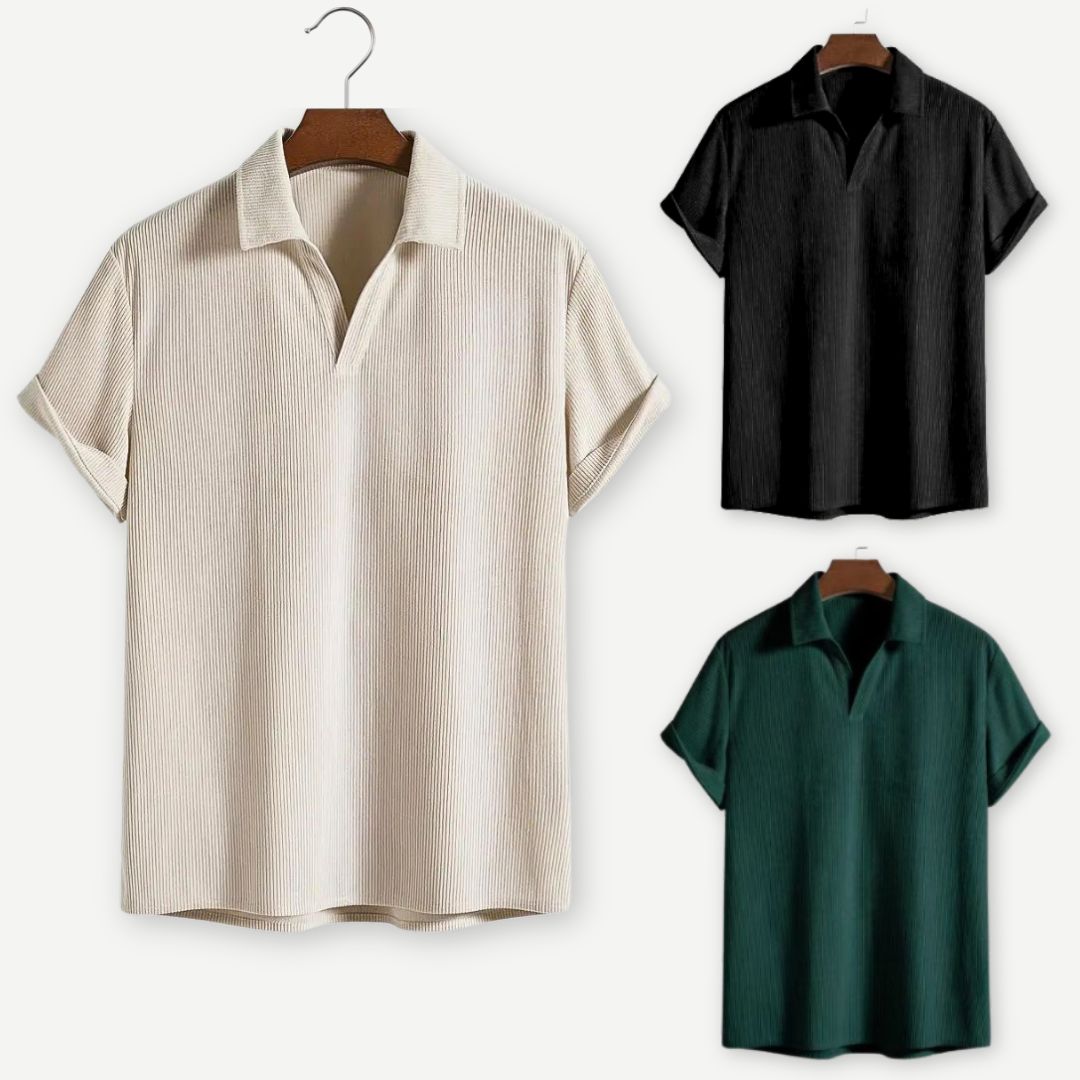 Heren Polo met Ribbelstructuur en Johnny Kraag 5