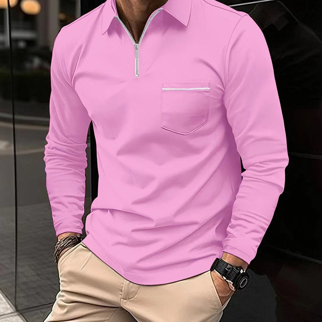 Heren Poloshirt met Lange Mouwen en Unieke Rits 4