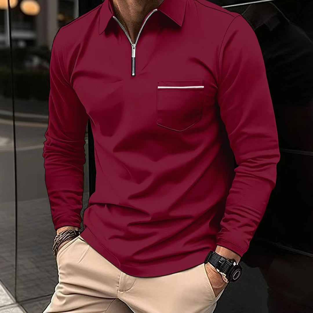 Heren Poloshirt met Lange Mouwen en Unieke Rits 5