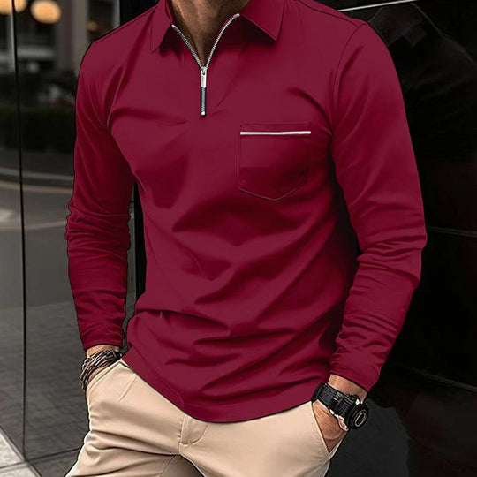 Heren Poloshirt met Lange Mouwen en Unieke Rits 5