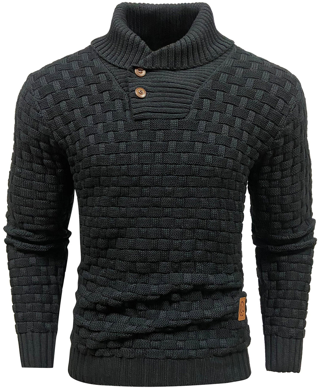 Heren Pullover Met Hoge Kraag en Knopen 0