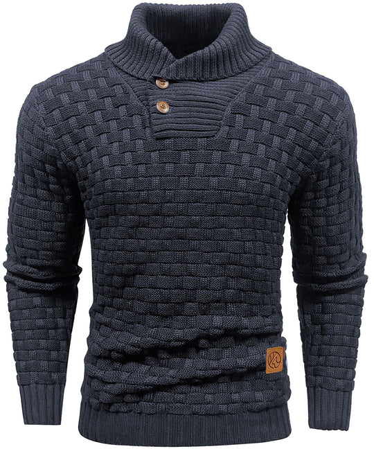Heren Pullover Met Hoge Kraag en Knopen 1