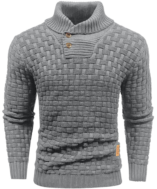 Heren Pullover Met Hoge Kraag en Knopen 2