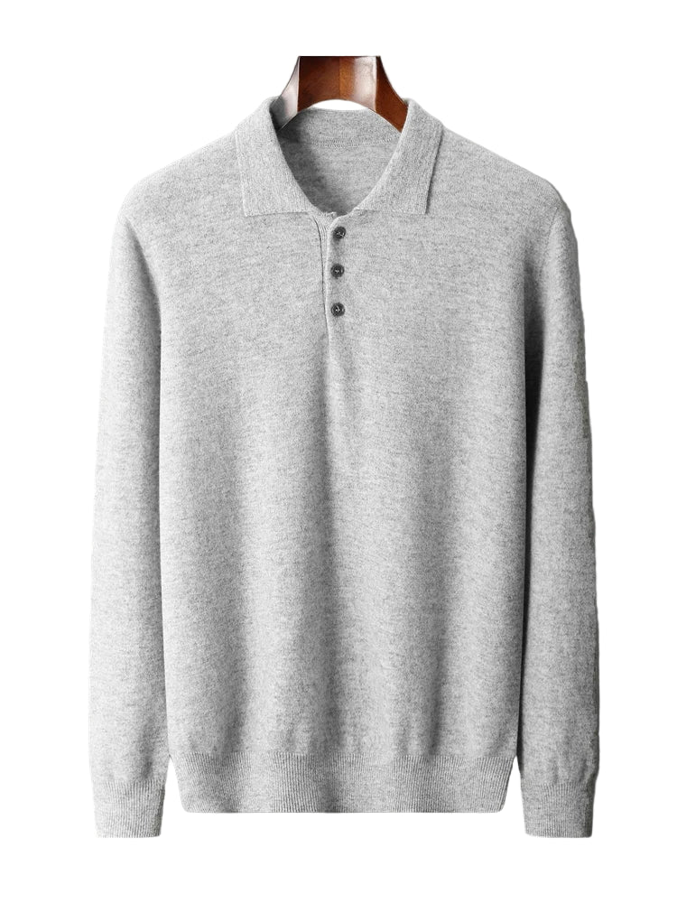 Heren Pullover Polo Kraag Merinowol Luxe Trui 0