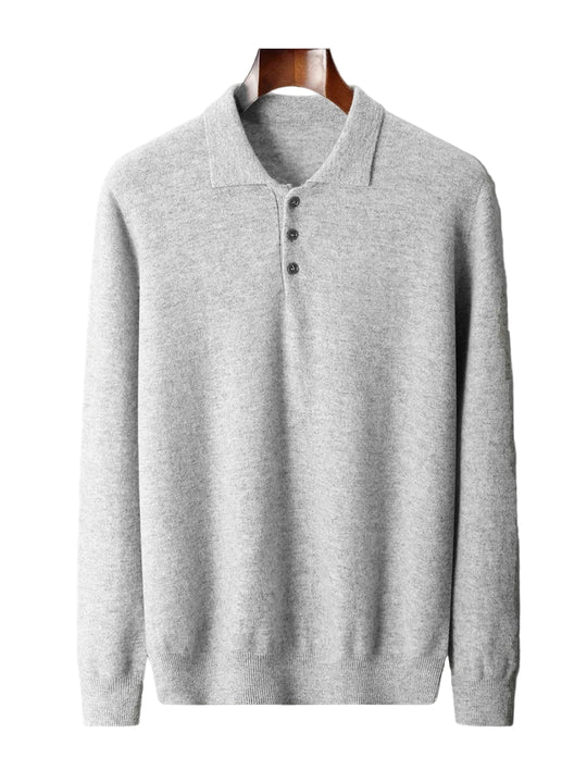 Heren Pullover Polo Kraag Merinowol Luxe Trui 0