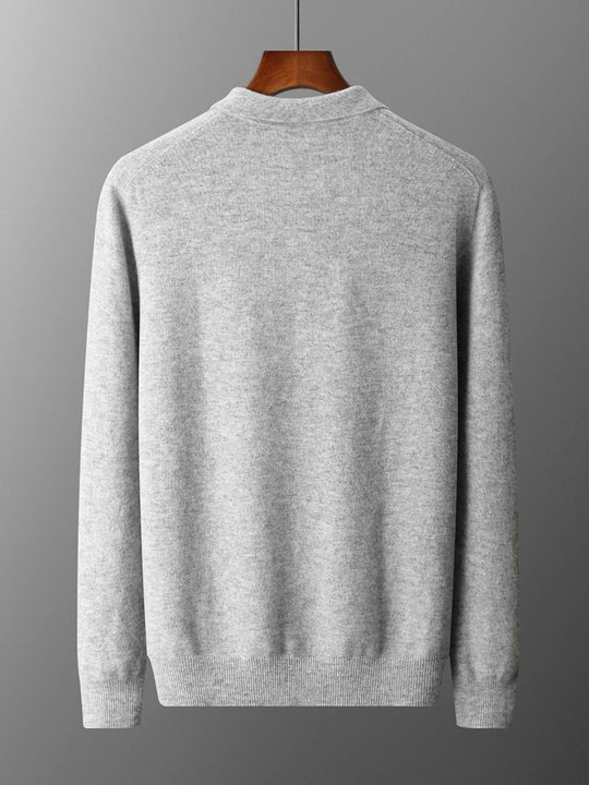 Heren Pullover Polo Kraag Merinowol Luxe Trui 1