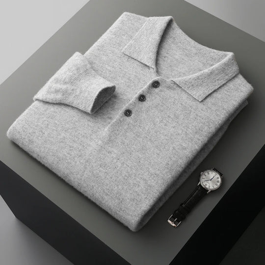 Heren Pullover Polo Kraag Merinowol Luxe Trui 10