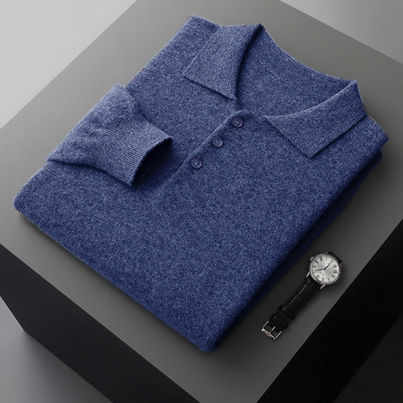 Heren Pullover Polo Kraag Merinowol Luxe Trui 11