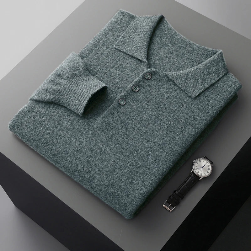 Heren Pullover Polo Kraag Merinowol Luxe Trui 12