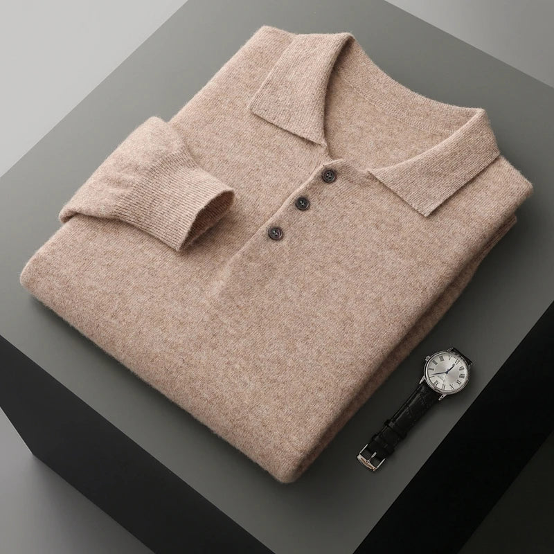 Heren Pullover Polo Kraag Merinowol Luxe Trui 13