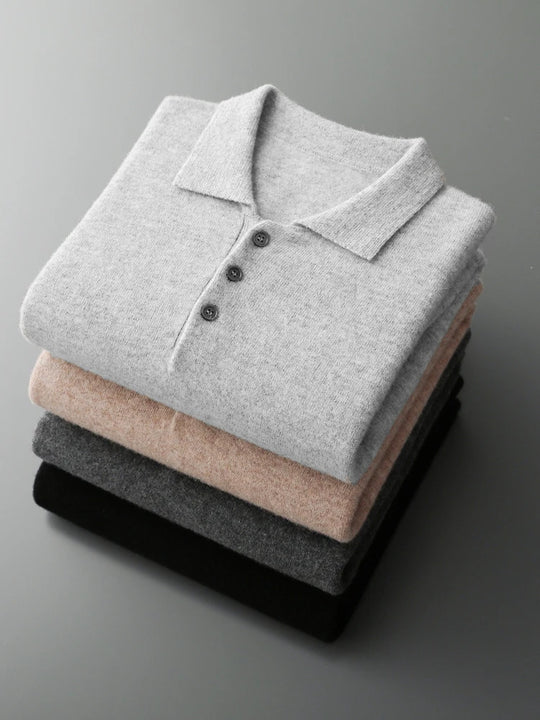 Heren Pullover Polo Kraag Merinowol Luxe Trui 4