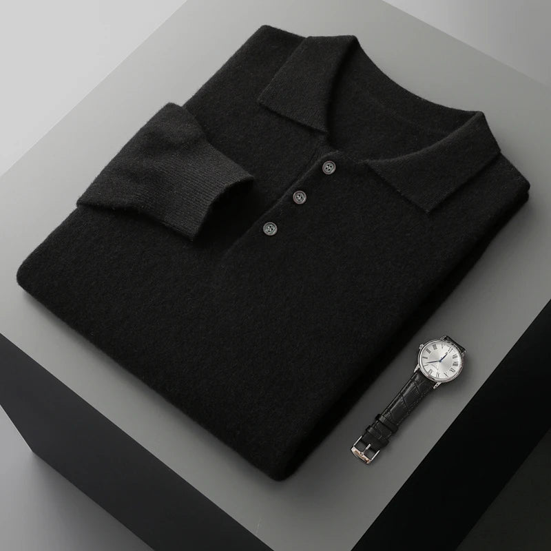 Heren Pullover Polo Kraag Merinowol Luxe Trui 6