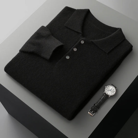 Heren Pullover Polo Kraag Merinowol Luxe Trui 6
