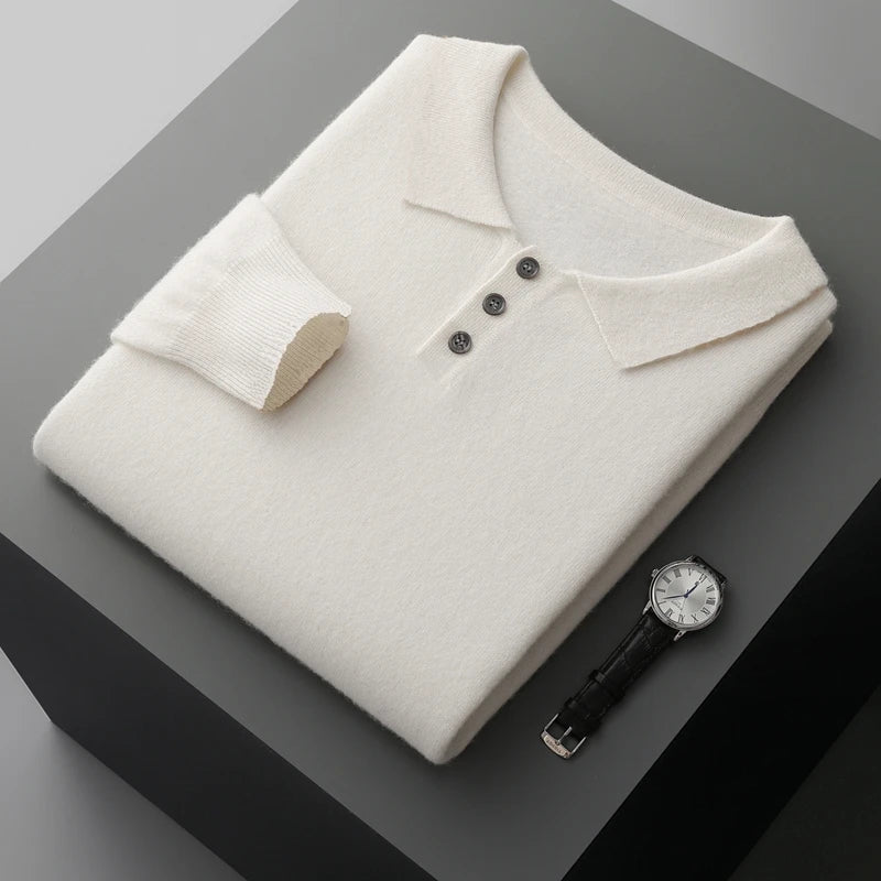 Heren Pullover Polo Kraag Merinowol Luxe Trui 8