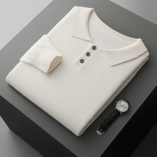 Heren Pullover Polo Kraag Merinowol Luxe Trui 8