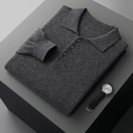 Heren Pullover Polo Kraag Merinowol Luxe Trui 9